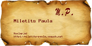 Miletits Paula névjegykártya
